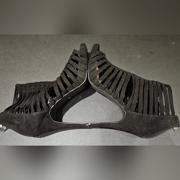 Fergalicious “Tinker” Black Strappy Stiletto Heels - Picture 5 of 10